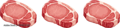 Raw meat cutlets fresh pork chops for grilling and cooking food preparation delicious healthy eating editable