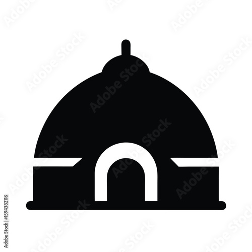 Igloo dome shape silhouette minimal arctic house or winter shelter icon on white background