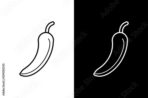 Hot Cayenne Pepper Vector. Glyph line Icon for Seasoning and Design Projects