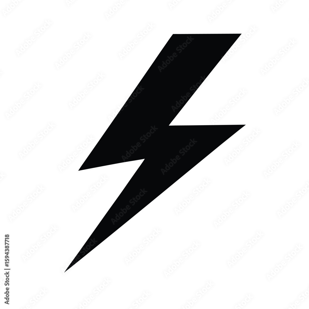 Silhouette of lightning bolt with sharp edges on white background storm power icon Silhouette of lightning bolt with sharp edges on white background storm power icon