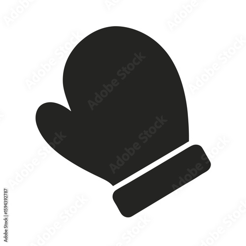 Single mitten silhouette minimal handwear for cold season or snow use on white background
