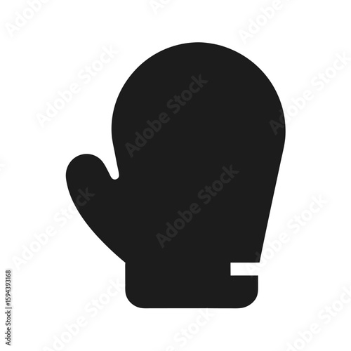Silhouette of one winter mitten simple cozy glove icon for cold weather on white background
