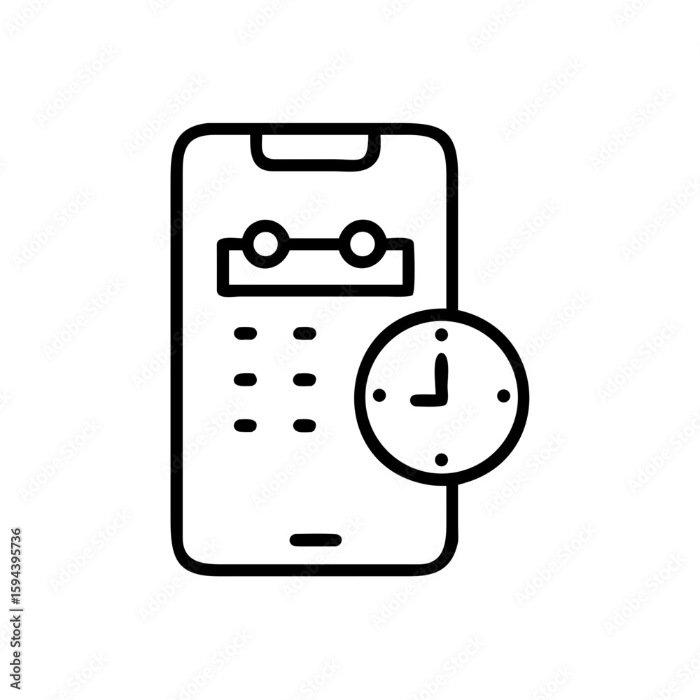 Fototapeta premium Mobile phone icon with lock and digital media elements vector illustration