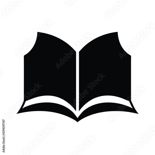 Silhouette of open book minimal education reading or storytelling icon on white background