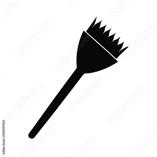 Paintbrush with bristles silhouette minimal art tool or creative design on white background