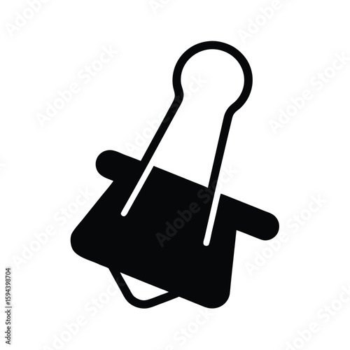 Silhouette of paperclip minimal binder or fastener icon for office supply on white background