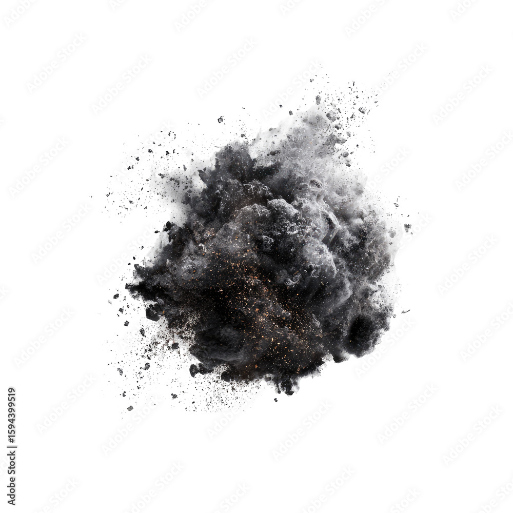 Obraz premium Abstract explosion of dark gray and black smoke