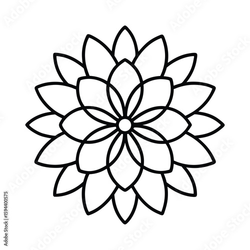 vector illustration of mandala style bouquet with radial flower symmetry