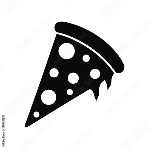 Pizza slice with pepperoni silhouette simple fast food or snack icon on white background