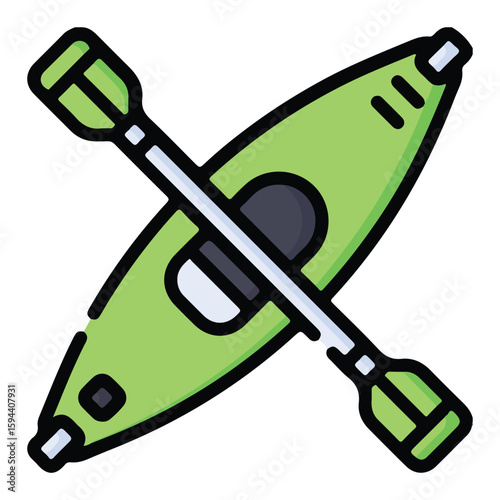 River Kayaking Icon - Paddler in Whitewater - White BG EPS 10