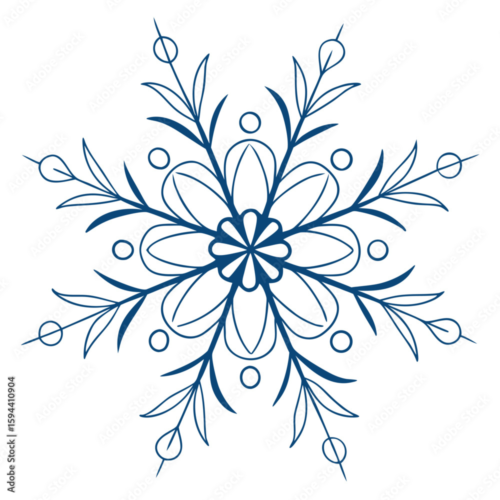Delicate curves minimalist mandala snowflake, a vector for serene winter designs. Delicate curves minimalist mandala snowflake, a vector for serene winter designs.