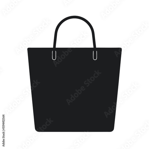 Silhouette of shopping bag with handles simple consumer goods or purchase icon on white background
