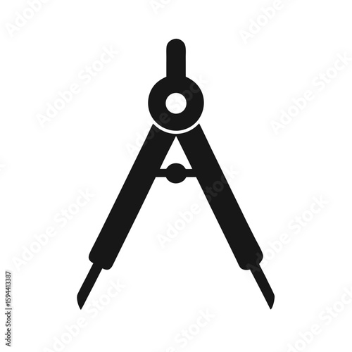 Simple compass tool silhouette minimal navigation or direction finding icon on white background