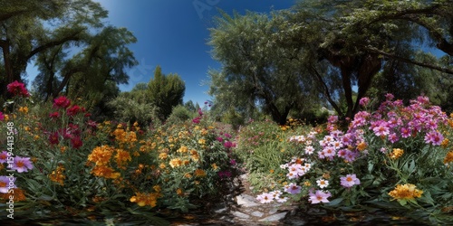 Wallpaper Mural Vibrant flower garden 360 degrees panoramic hdr view in nature's tranquil environment Torontodigital.ca