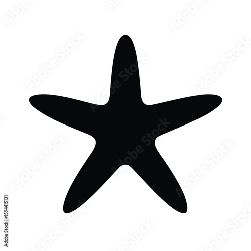 Silhouette of single starfish on white background natural sea creature icon