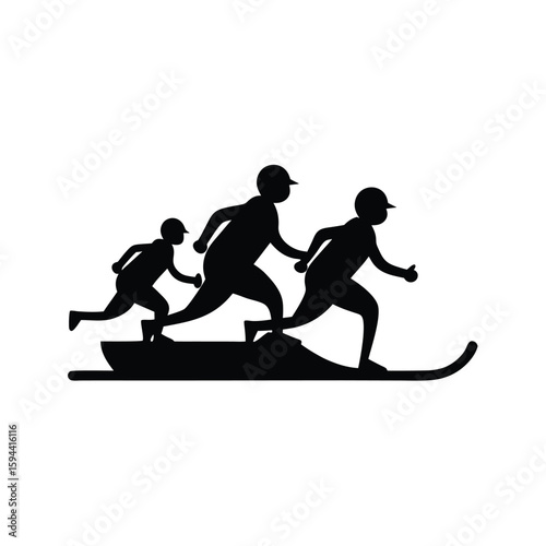 Silhouette of sled with runners on white background winter snow transportation