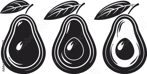 Avocado Silhouette Vector Set,Black and White Minimal Fruit Icons,Avocado Logo Design,Avocado fruit minimalist silhouette vector, Avocado flat Icons,Avocado silhouette, Fruit silhouette vector,Simple
