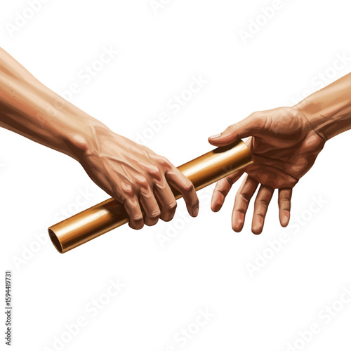 Passing the Baton: A Realistic Digital Painting of a Relay Race Handoff.