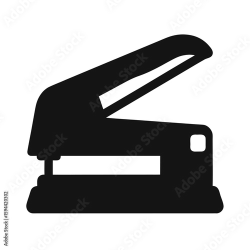 Silhouette of stapler with open top on white background desk tool for papers icon