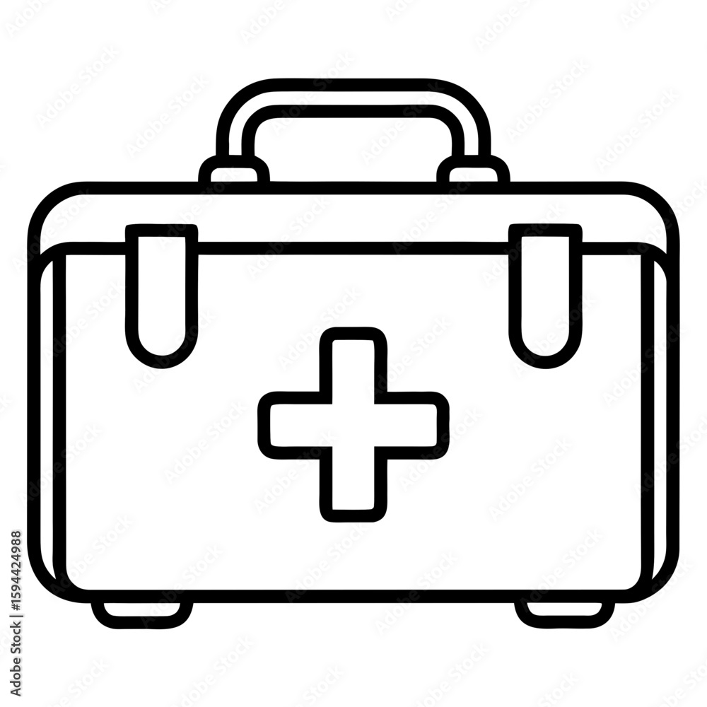 Healthcare Emergency Kit Outline Vector Design Healthcare Emergency Kit Outline Vector Design