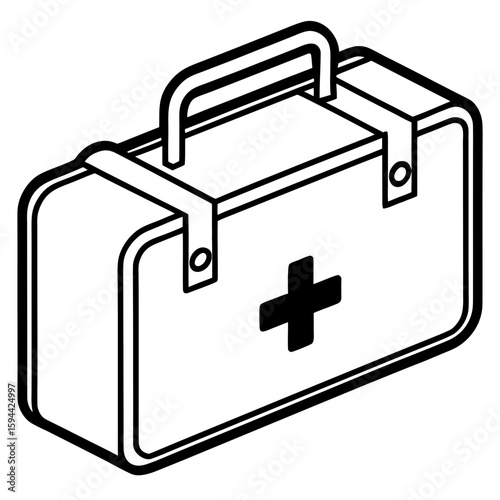 Healthcare Emergency Kit Outline Vector Design