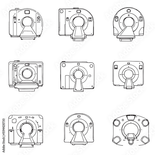 CT scanner line art digital radiology machine drawing minimalistic sharp