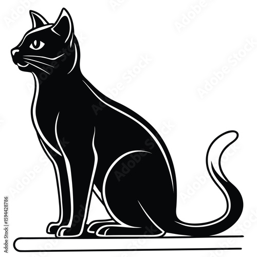 Wallpaper Mural Black cat silhouette vector illustration of a cute domestic feline Torontodigital.ca