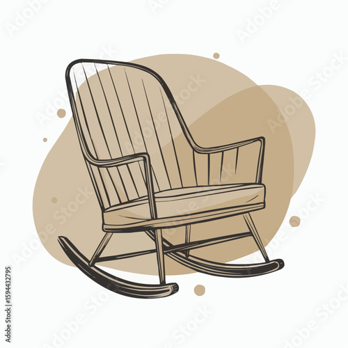 Rocking chair illustration on a light background with a minimalist style