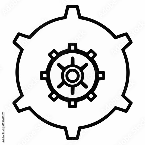 Outline of a gear mechanism on a clean background for engineering and technology themes