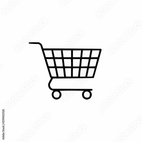 Outline of a shopping cart on a clean background for retail and e-commerce themes