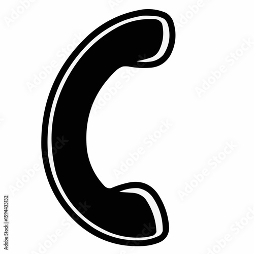 Outline of a telephone handset on a clean background for communication and connectivity themes