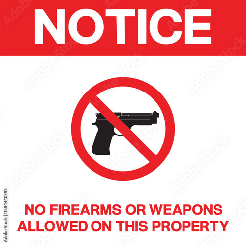 No firearms or weapons allowed on this property Notice