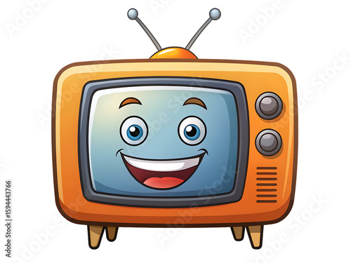 cute cartoon tv with a happy face isolated on white background PNG, AI GENERATED