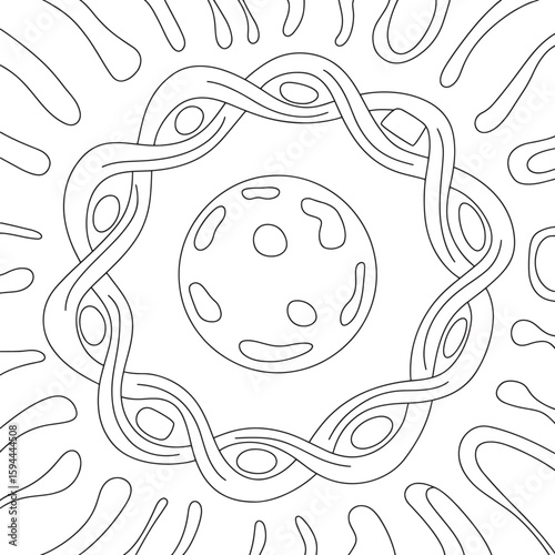 Abstract Black and White Line Art Mandala Design: Peaceful, Serene, and Meditative Coloring Page Illustration