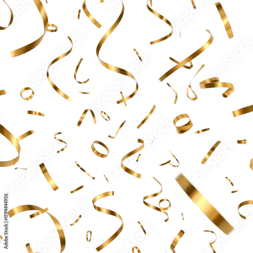 gold confetti floating on a transparent background. can be used as decoration