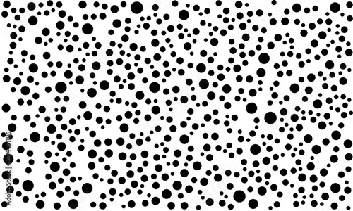 A Seamless Abstract Pattern Of Randomly Scattered Black Dots On A Clean White Background. This Versatile Dot Design Is Ideal For Use In Textiles, Wrapping Paper, Packaging, Website Backgrounds.