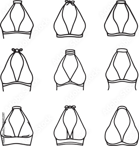 Halter top line art; modern chic look invited effortless summer vibe