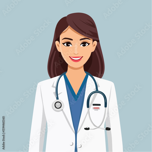 Professional female doctor with stethoscope in a medical uniform
