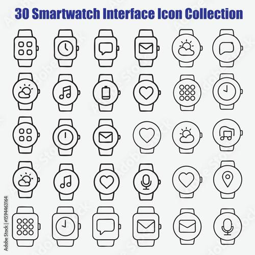 Smartwatch interface icons collection technology