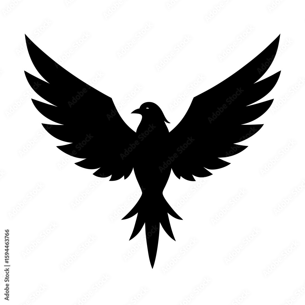 Obraz premium Elegant silhouette of a bird in flight with wings spread wide