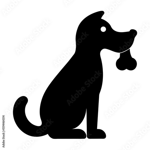 Silhouette of a dog chewing a bone graphic