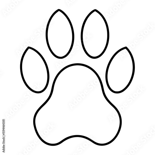 Simple line art dog paw print with claws and pad