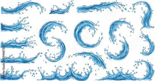 Water alphabet font with seamless ocean wave pattern illustration