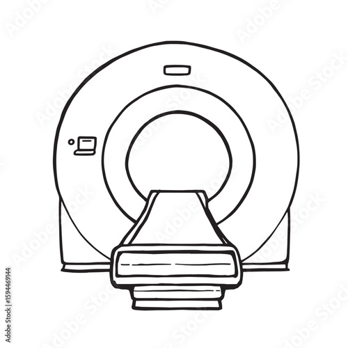 PET scanner line art detailed elegant modern minimalist medical imaging device