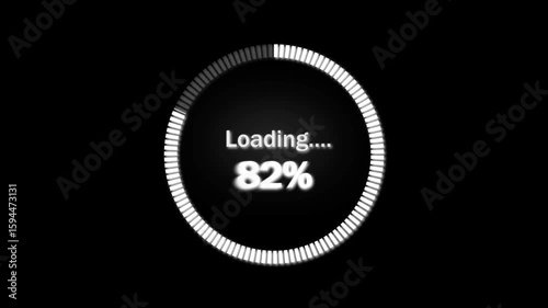 Loading screen animation with bar filling gradually to 100 percent. Smooth animated loading bar showing full progress from 0 to 100 percent.