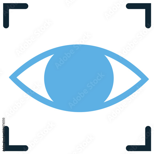 Eye tracking icon vector, illustrating gaze detection and user interaction. Ideal for virtual reality, accessibility tools, human-computer interface designs showcasing intuitive control and attention