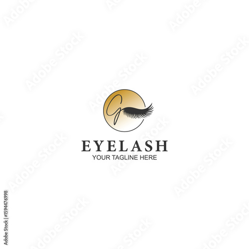 letter g logo design for eyelash or salon with creative illustration