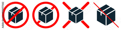 No parcel box sign vector, indicating prohibition of package delivery or restricted mail. Ideal for private property, security areas, or specific delivery instructions, promoting clear guidelines.