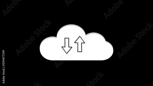 Animated arrows for cloud upload download data transfer network internet background. Seamless loop animation of cloud data transfer with arrows for digital technology use.