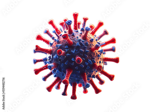 Microscopic 3D rendering of a generic virus or coronavirus structure on a black background